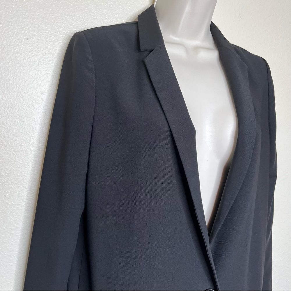 Aryn K Open Back Black Single Button Long Line Blazer Jacket Womens Medium FLAW - Picture 3 of 14